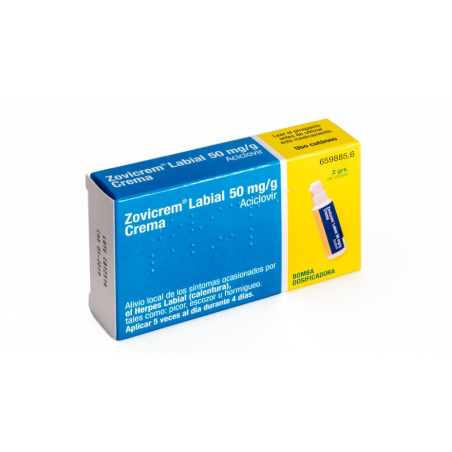 ZOVICREM LABIAL 50 MG/G CREMA 1 TUBO 2 G + BOMBA