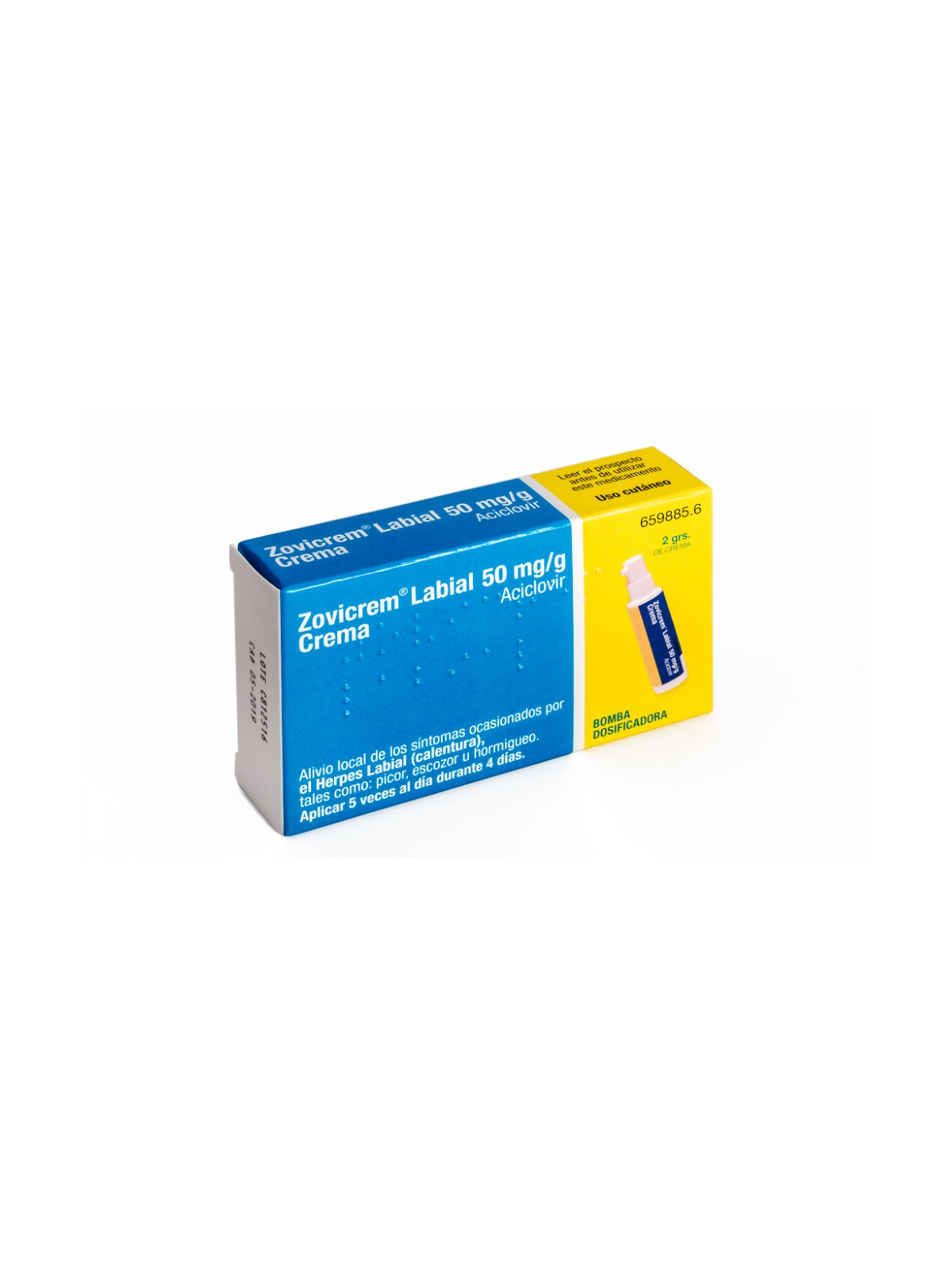 ZOVICREM LABIAL 50 MG/G CREMA 1 TUBO 2 G + BOMBA