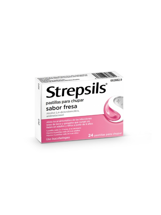 STREPSILS 24 PASTILLAS PARA CHUPAR (SABOR FRESA)