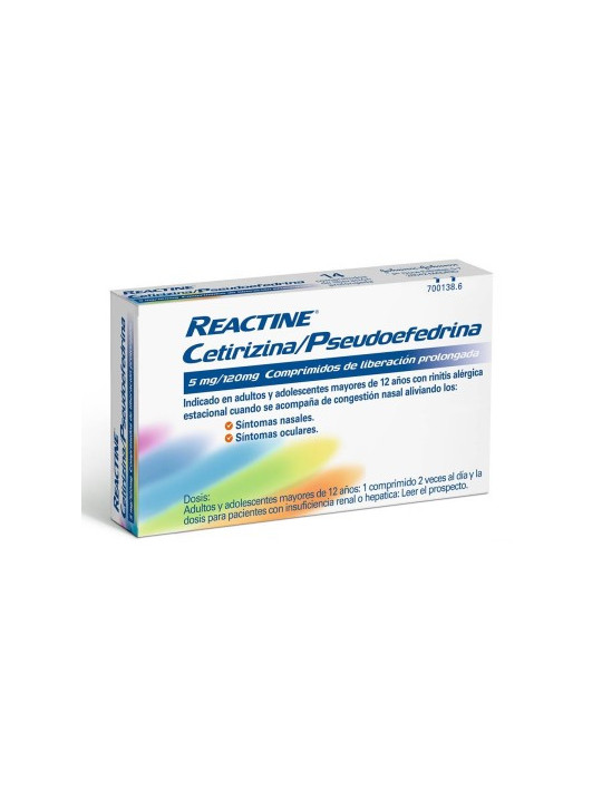 REACTINE CETIRIZINA/PSEUDOEFEDRINA 5 MG/120 MG 1