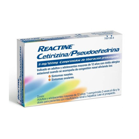 REACTINE CETIRIZINA/PSEUDOEFEDRINA 5 MG/120 MG 1