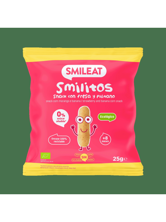 SMILEAT SMILITOS SNACK FRESA Y PLATANO 25G