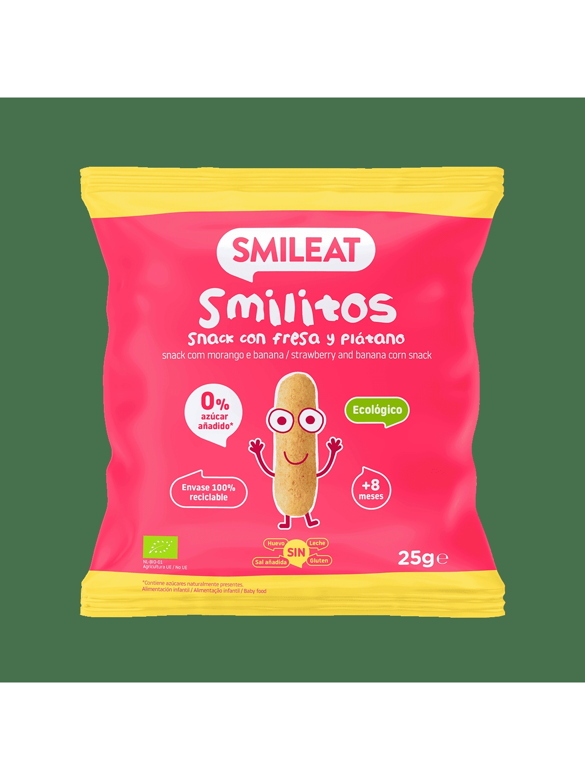 SMILEAT SMILITOS SNACK FRESA Y PLATANO 25G