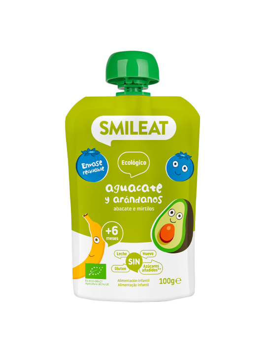 SMILEAT POUCH AGUACATE Y ARANDANO 100 G ECO