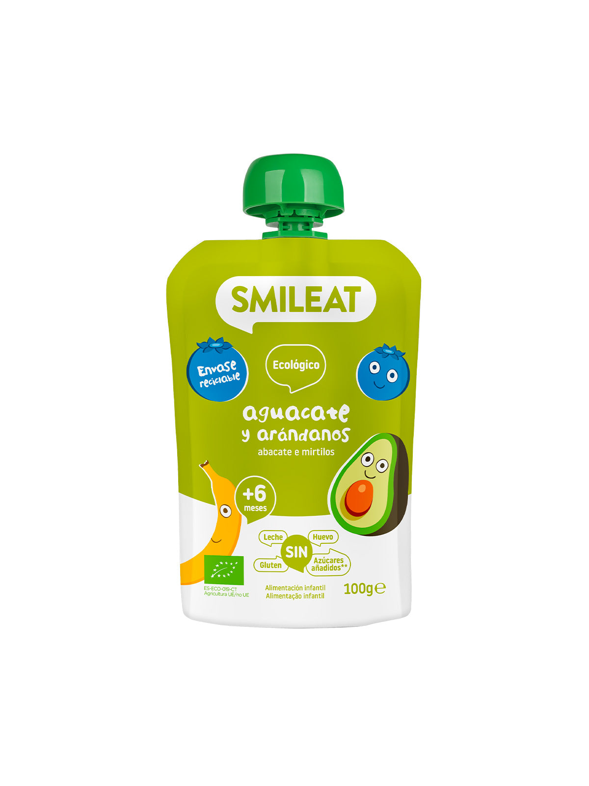 SMILEAT POUCH AGUACATE Y ARANDANO 100 G ECO
