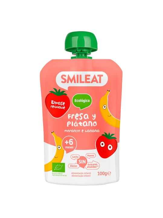 SMILEAT POUCH FRESA Y PLATANO ECOLOGICO 100GR