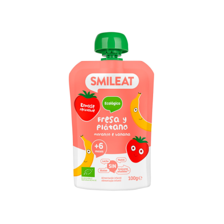 SMILEAT POUCH FRESA Y PLATANO ECOLOGICO 100GR