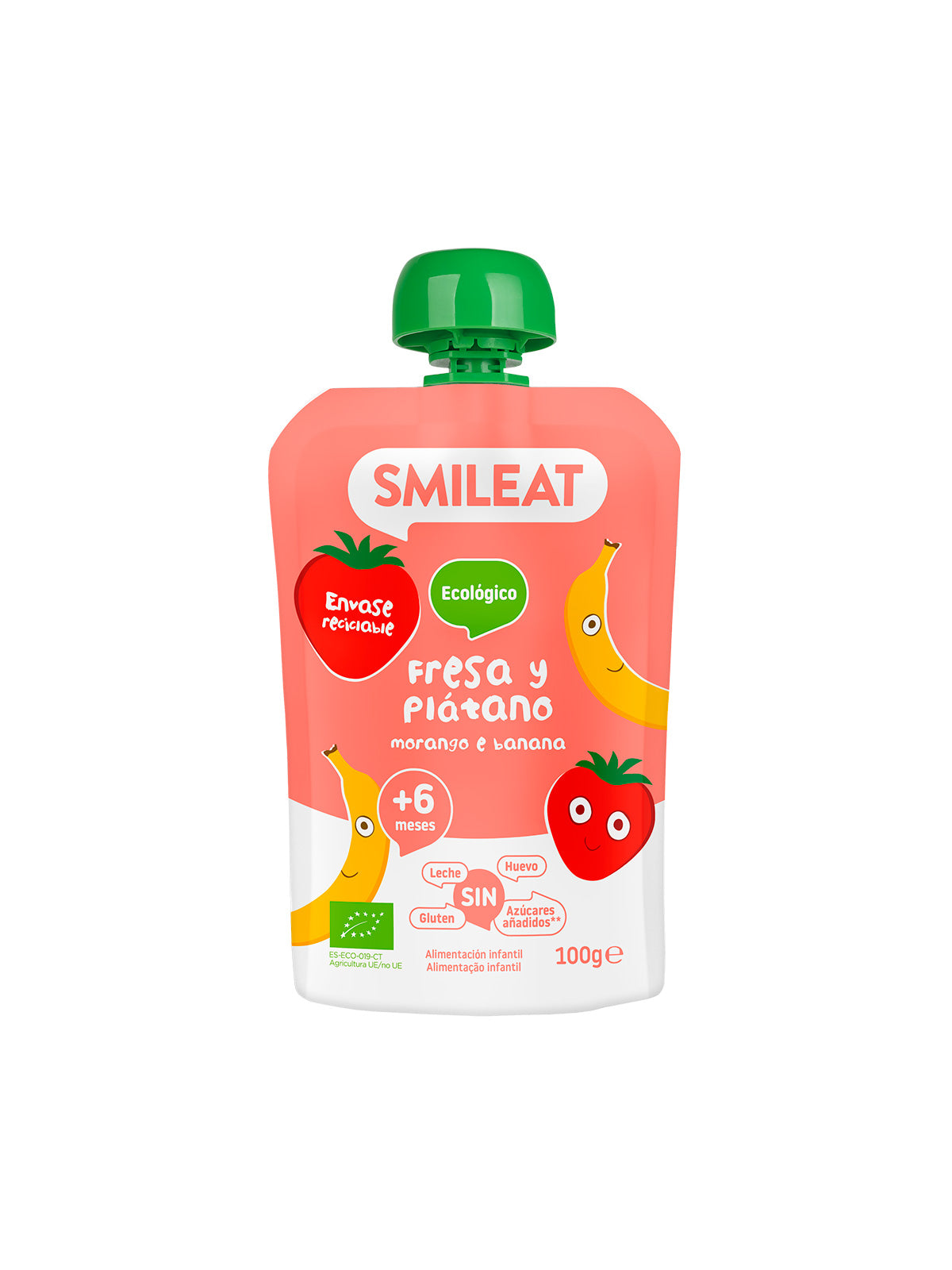SMILEAT POUCH FRESA Y PLATANO ECOLOGICO 100GR