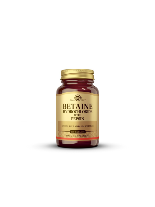 SOLGAR BETAINA CLORHIDRATO + PEPSINA 100 COMP