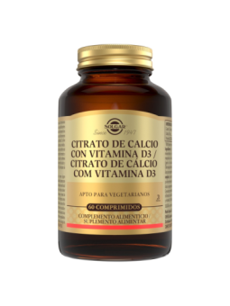SOLGAR CITRATO DE CALCIO CON VITAMINA D3 60 COMP