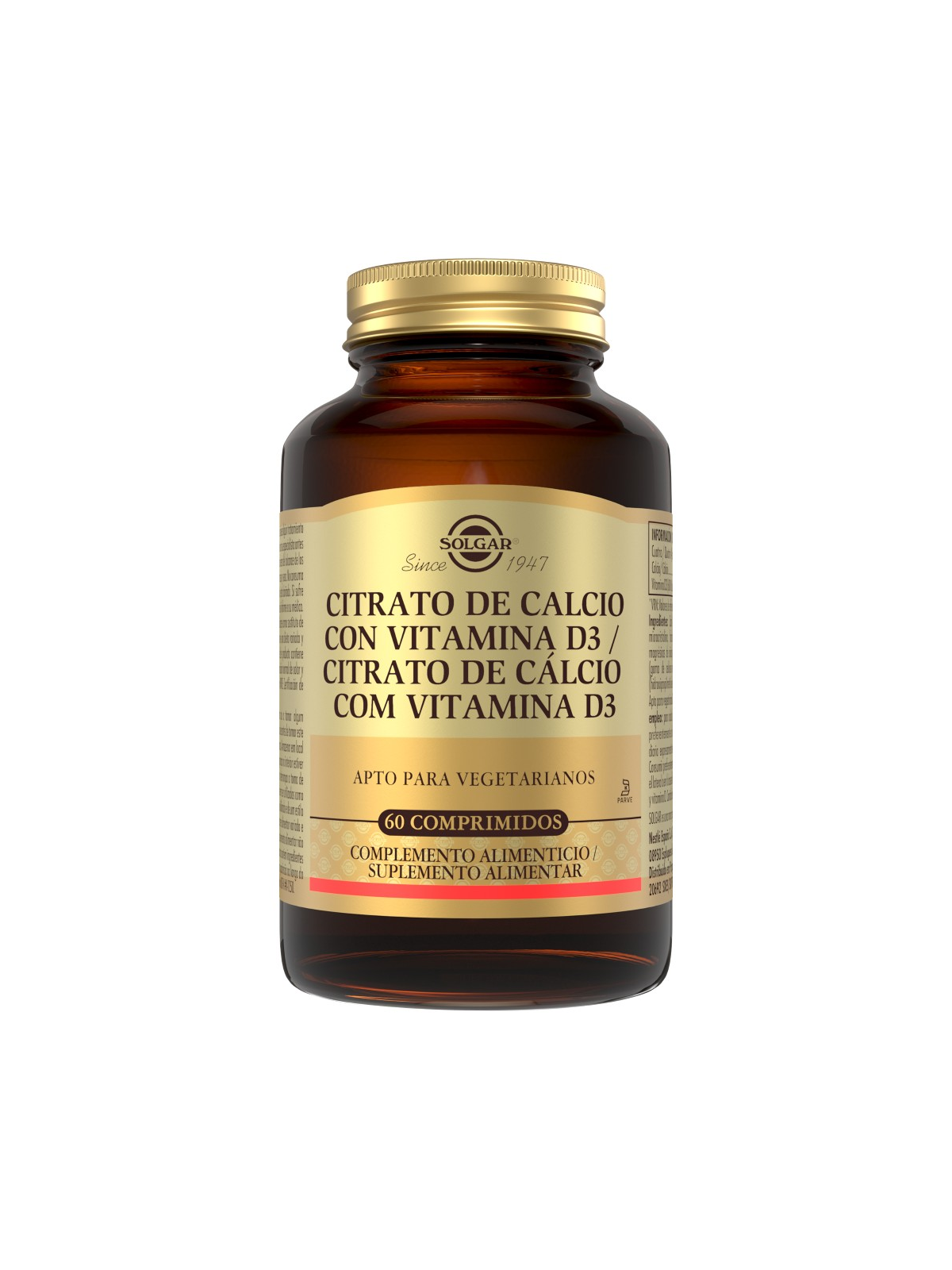 SOLGAR CITRATO DE CALCIO CON VITAMINA D3 60 COMP